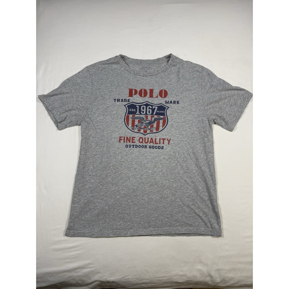 Polo Ralph Lauren Graphic T Shirt Large L Gray 1967 Fine Quality Outdoor Goods